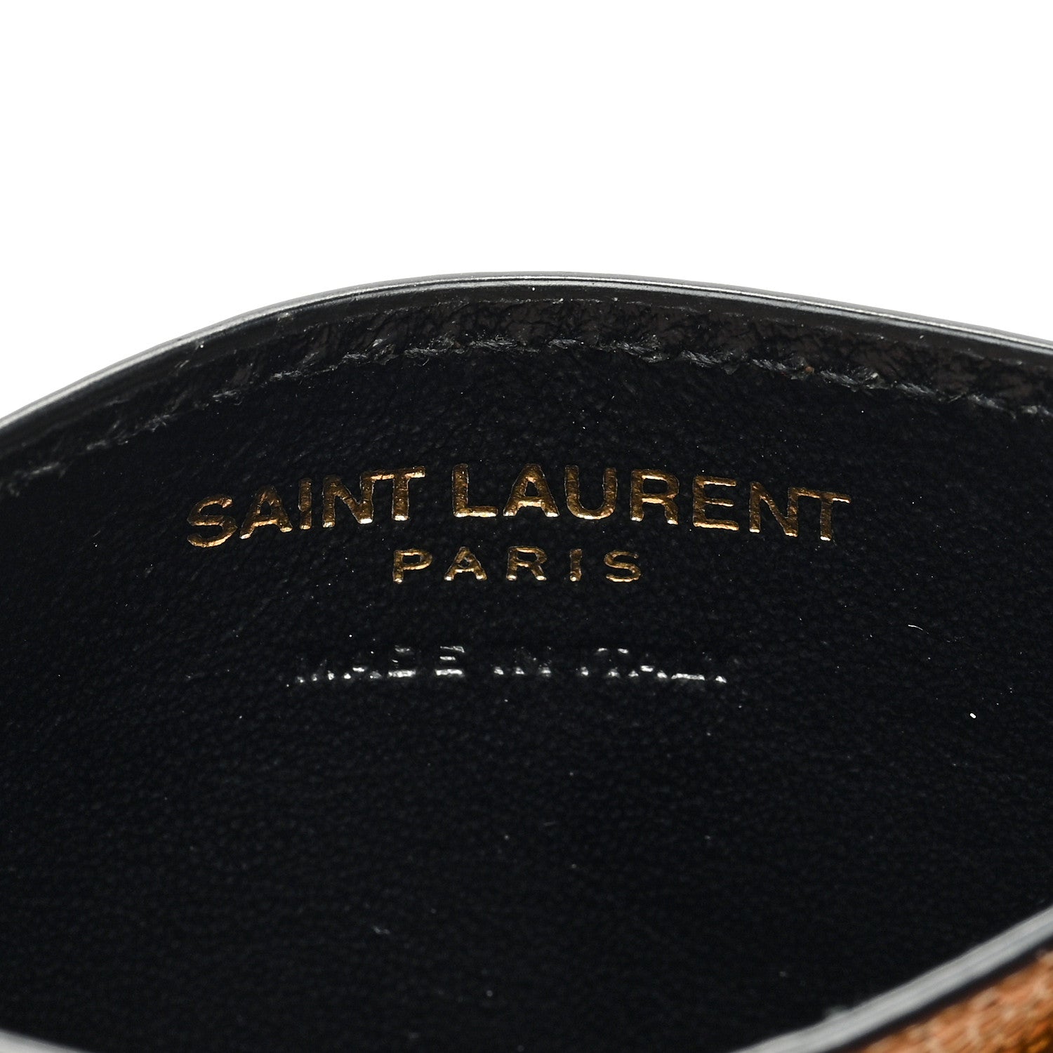 Saint Laurent Metallic Grain De Poudre Matelasse Chevron Monogram Credit Card Case Gold 7 of 7