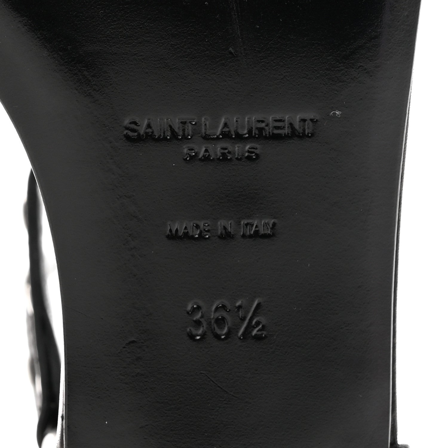 Saint Laurent Calfskin Studded Ankle Strap Sandals 36.5 Black 7 of 10