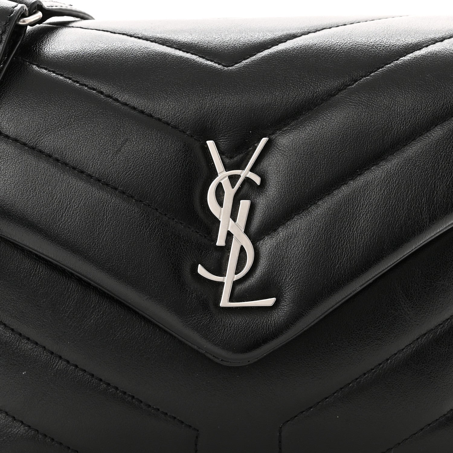 Saint Laurent Calfskin Y Quilted Monogram Toy Loulou Crossbody Bag Black 9 of 11