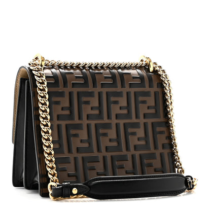 Fendi Vitello Liberty Bi-Color FF 1974 Embossed Small Kan U Shoulder Bag Maya Black 3 of 11