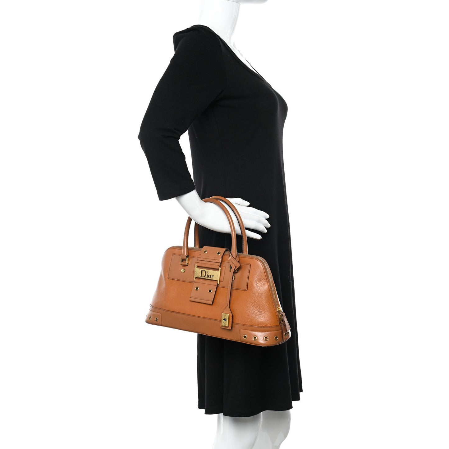 Grained Calfskin Street Chic Top Handle Bag Brown