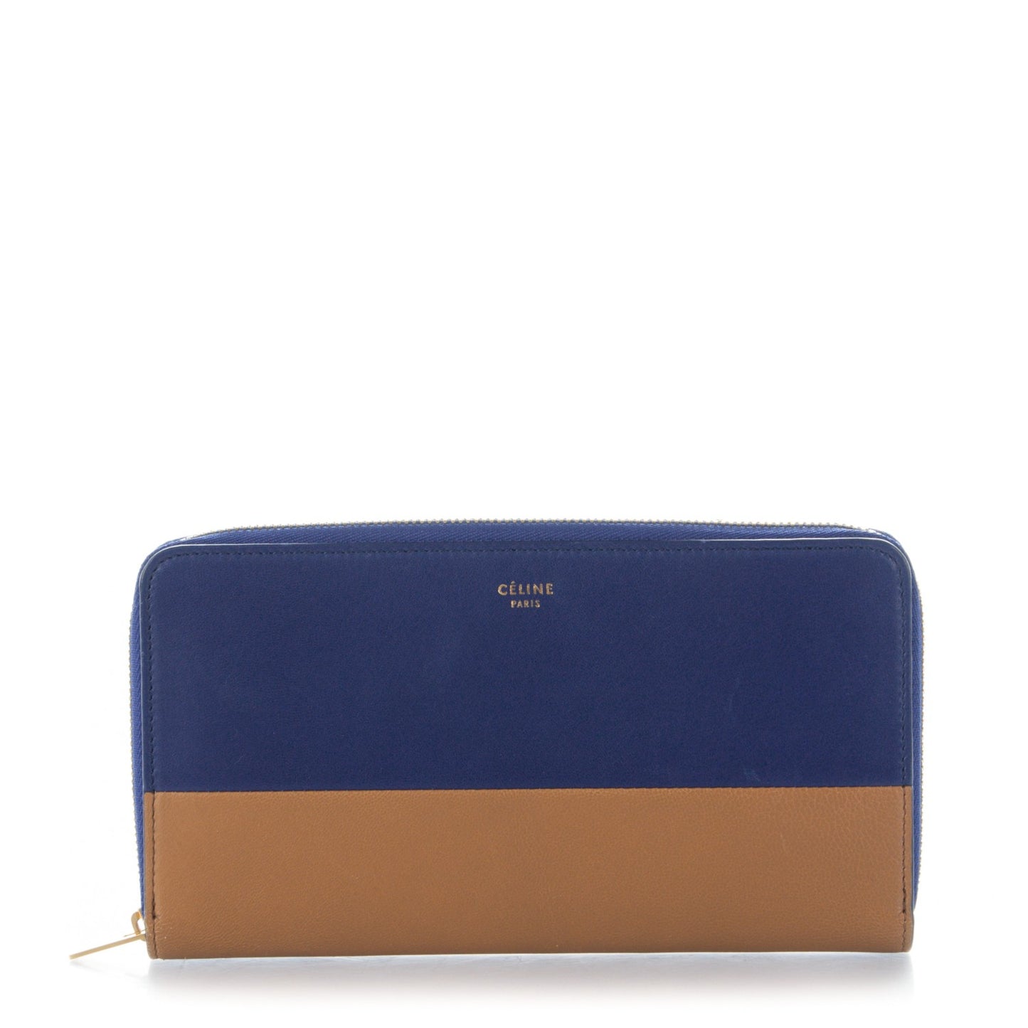 Lambskin Large Zip Around Multifunction Wallet Indigo Tan