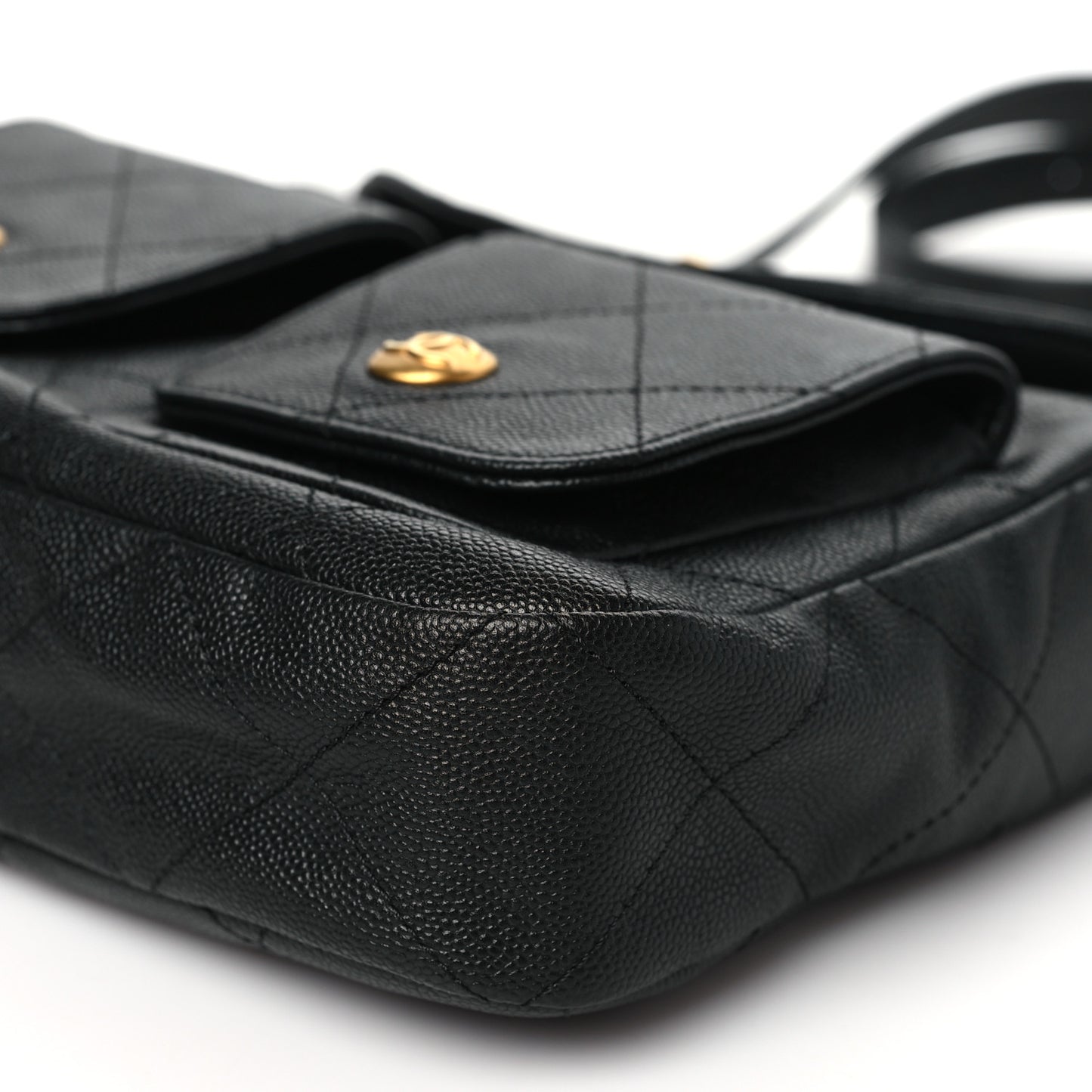 Caviar Quilted Small Supple Twins Hobo Bag Black