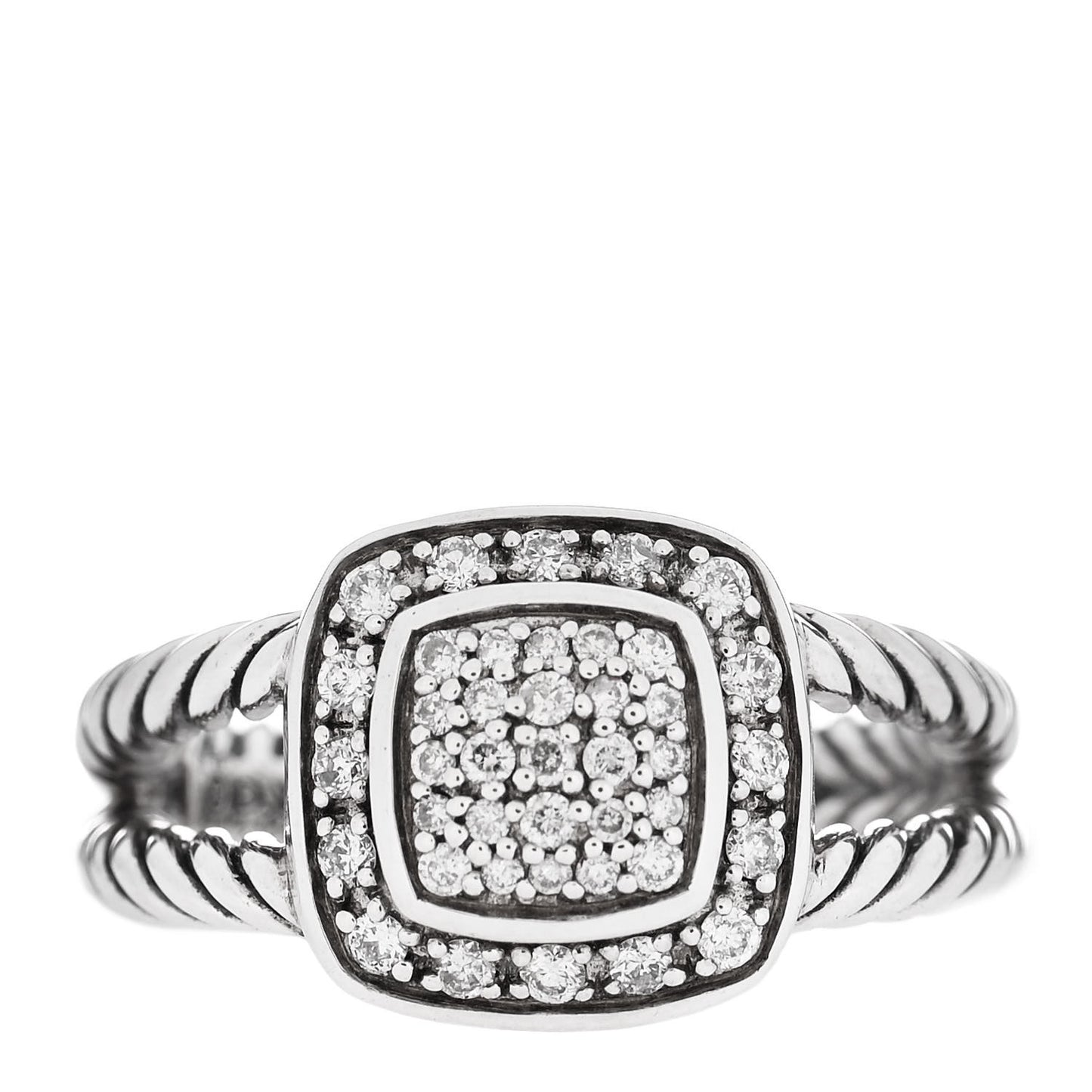 Sterling Silver Diamond 7mm Petite Albion Pave Ring 52 6