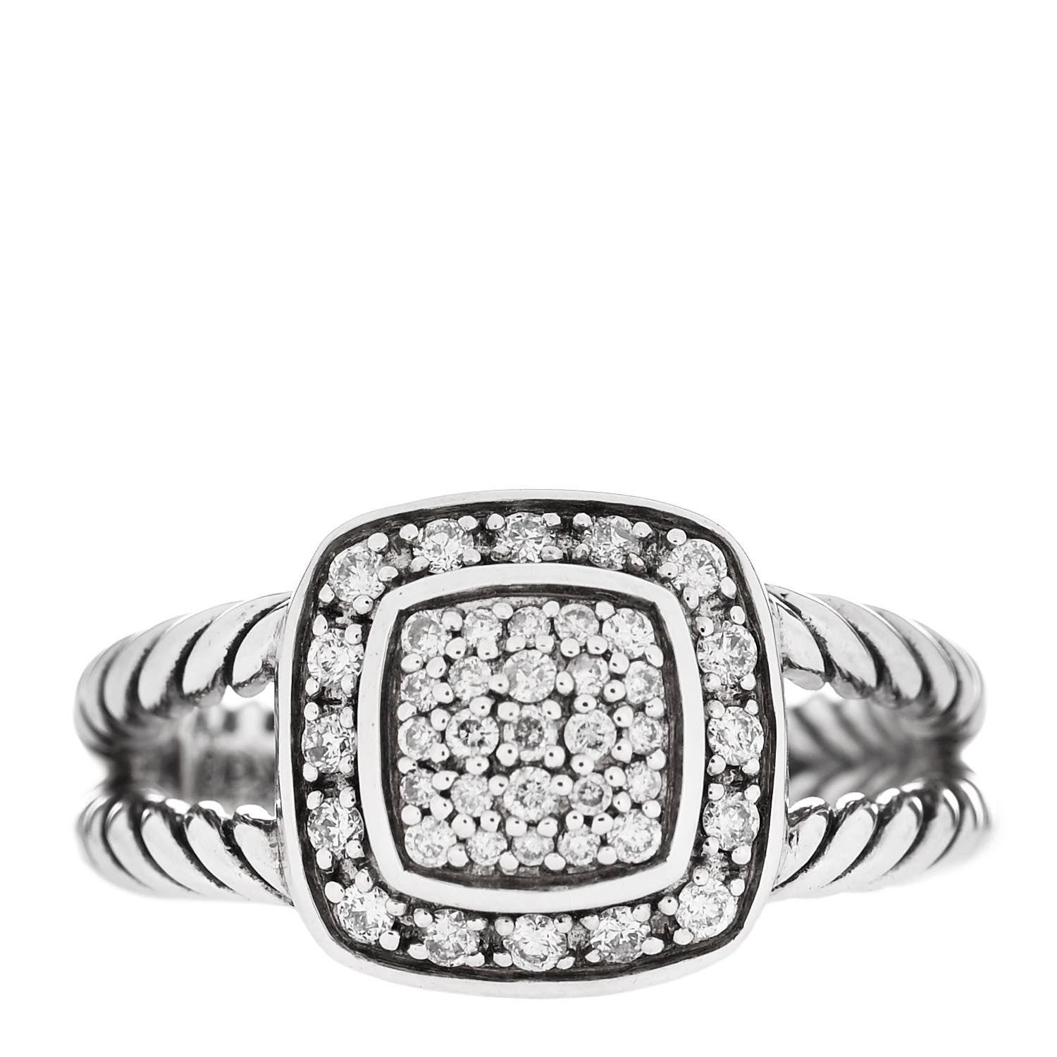 David Yurman Sterling Silver Diamond 7mm Petite Albion Pave Ring 52 6 1 of 4
