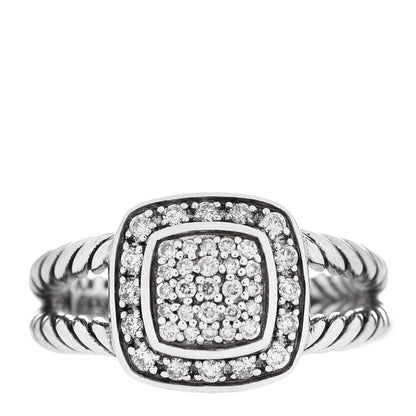 David Yurman Sterling Silver Diamond 7mm Petite Albion Pave Ring 52 6 1 of 4