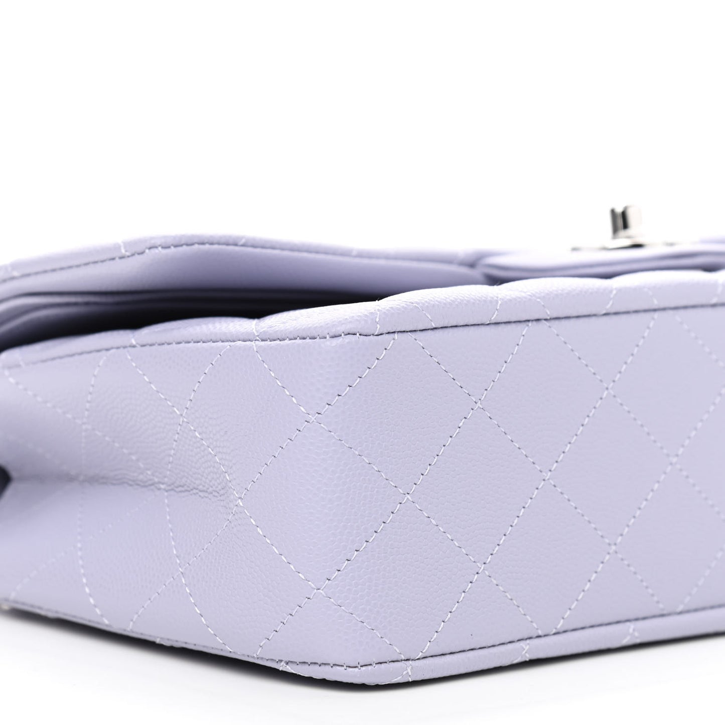 Caviar Quilted Medium Double Flap Light Purple