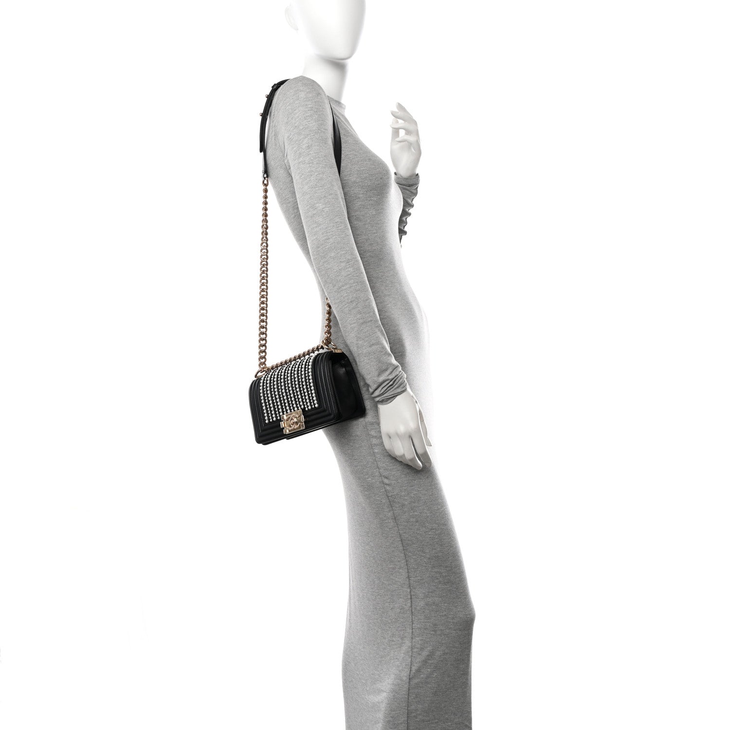 Chanel Calfskin Pearl Small Boy Flap Black 3 of 10