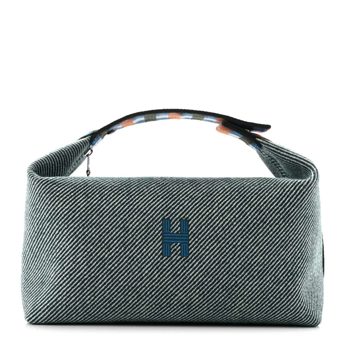 Wool Large Bride-A-Brac H Natte Pouch Bleu