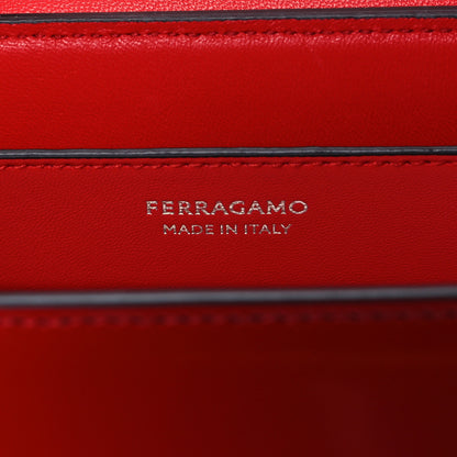 Salvatore Ferragamo Brushed Calfskin Medium Geometric Prisma Shoulder Bag Flame Red 6 of 9