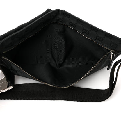 Gucci Denim Monogram Double Pocket Belt Bag Black 5 of 11