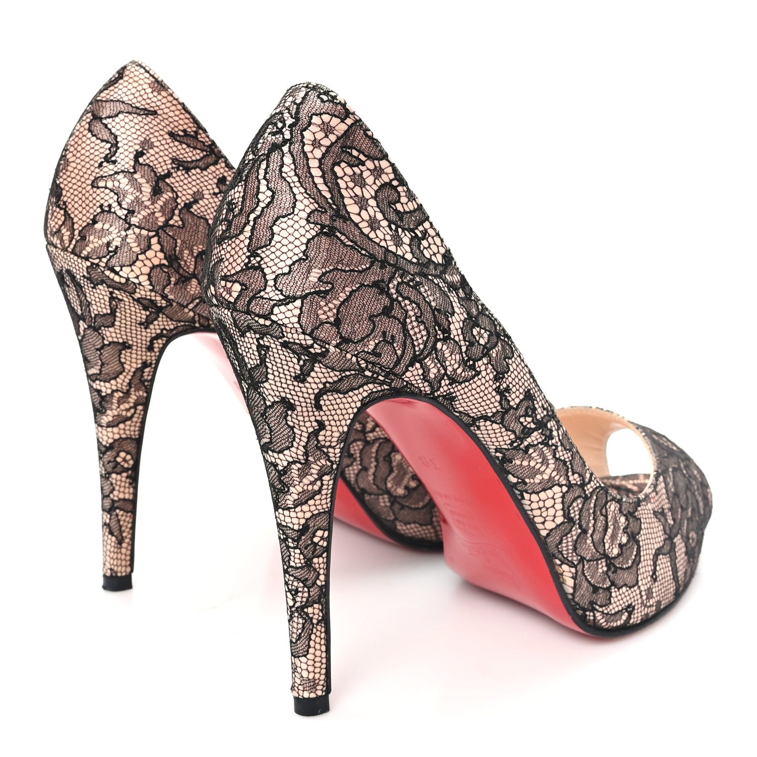 Christian Louboutin Lace New Very Prive 120 Pumps 38 Beige Black