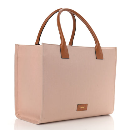 Versace Canvas Calfskin Large Medusa Pop Cabas Tote Beige 3 of 11