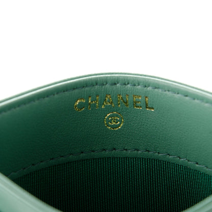 Chanel Lambskin Chevron Quilted Card Holder Green 5 of 7