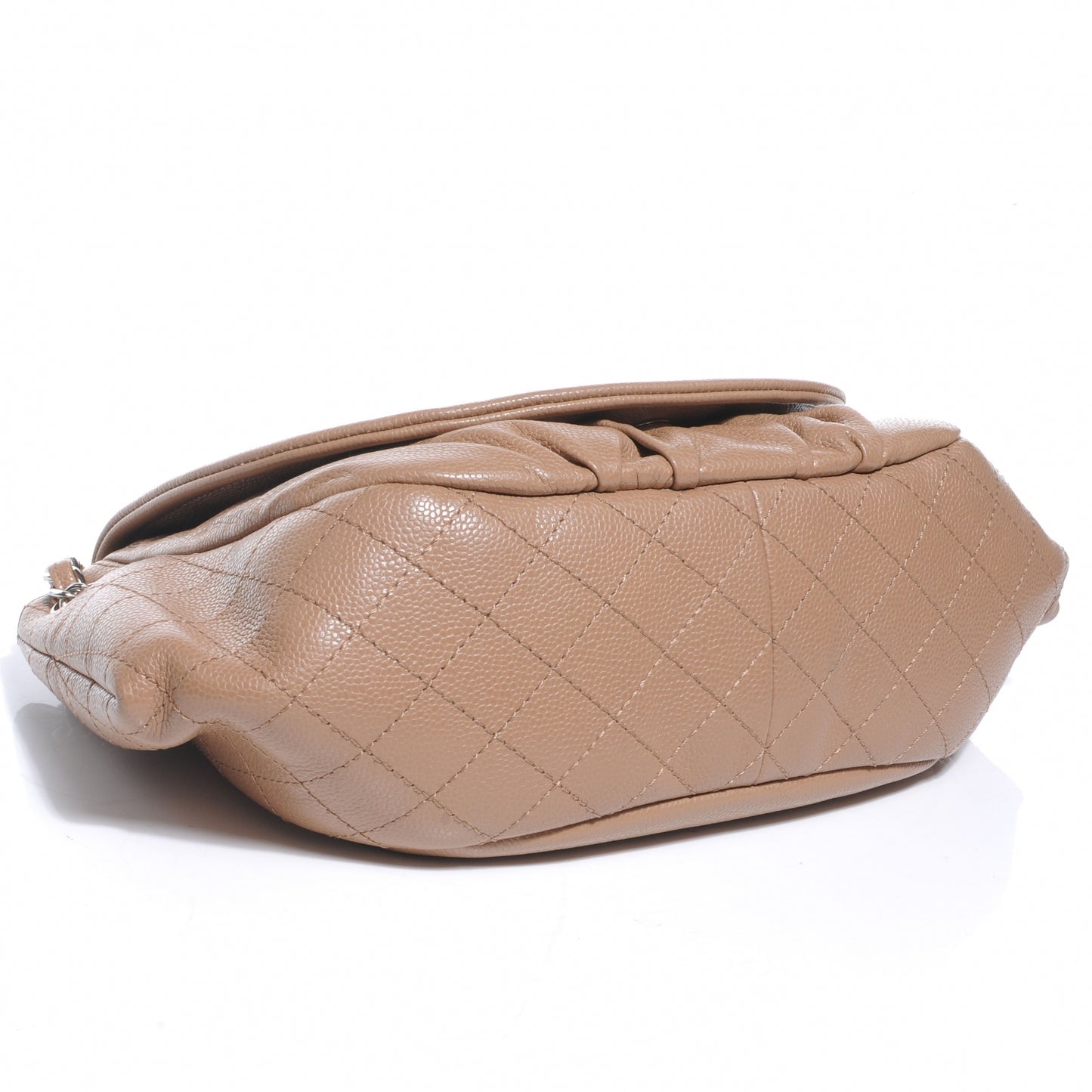 Caviar Half Moon Large Flap Dark Beige