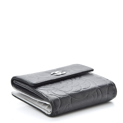 Chanel Lambskin Embossed Camellia French Wallet Black 4 of 11