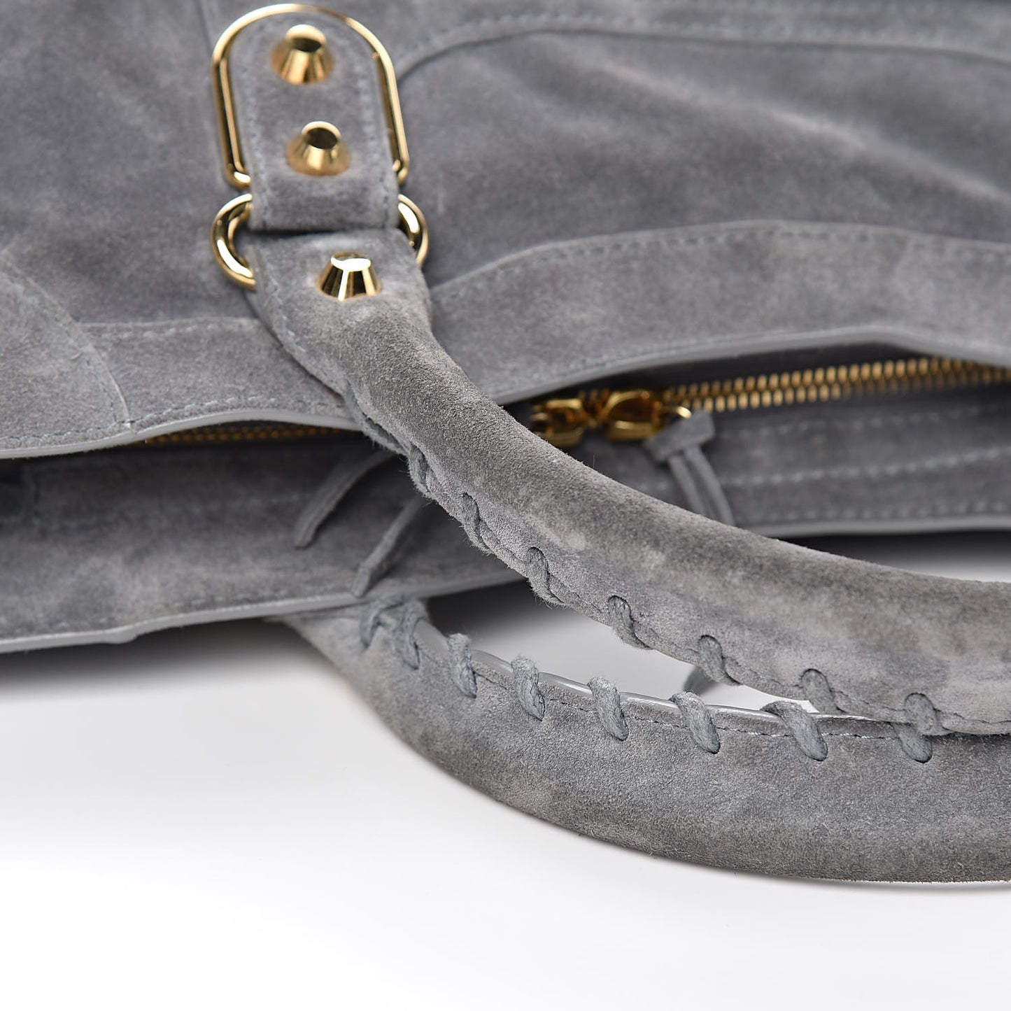 Baby Daim Suede Gold Metallic Edge Hardware City Gris Plomb