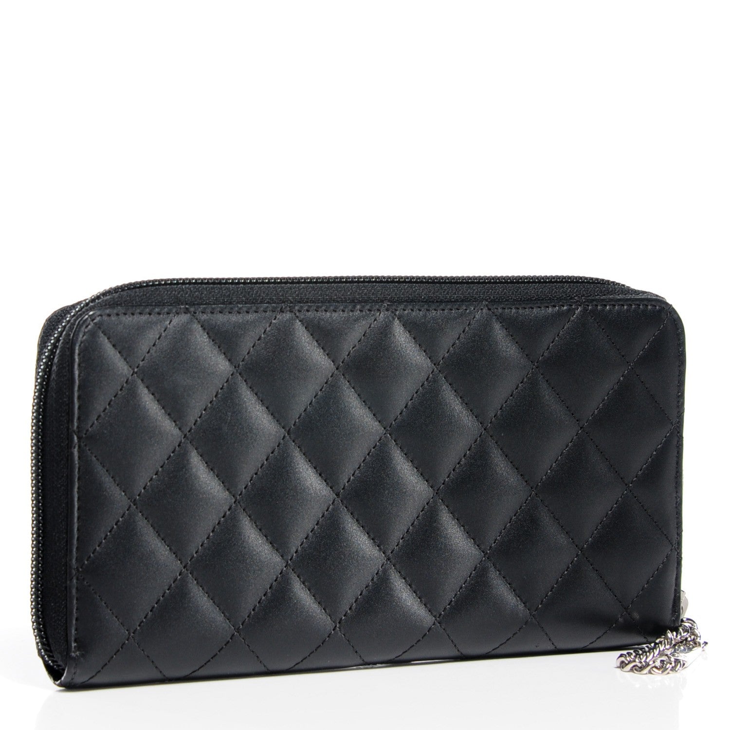Chanel Calfskin Quilted Cambon Large Gusset Zip Around Wallet Black 3 of 8