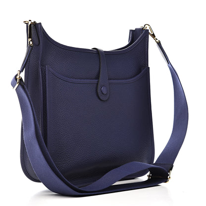 Hermes Taurillon Clemence Evelyne III PM Bleu Encre 3 of 11