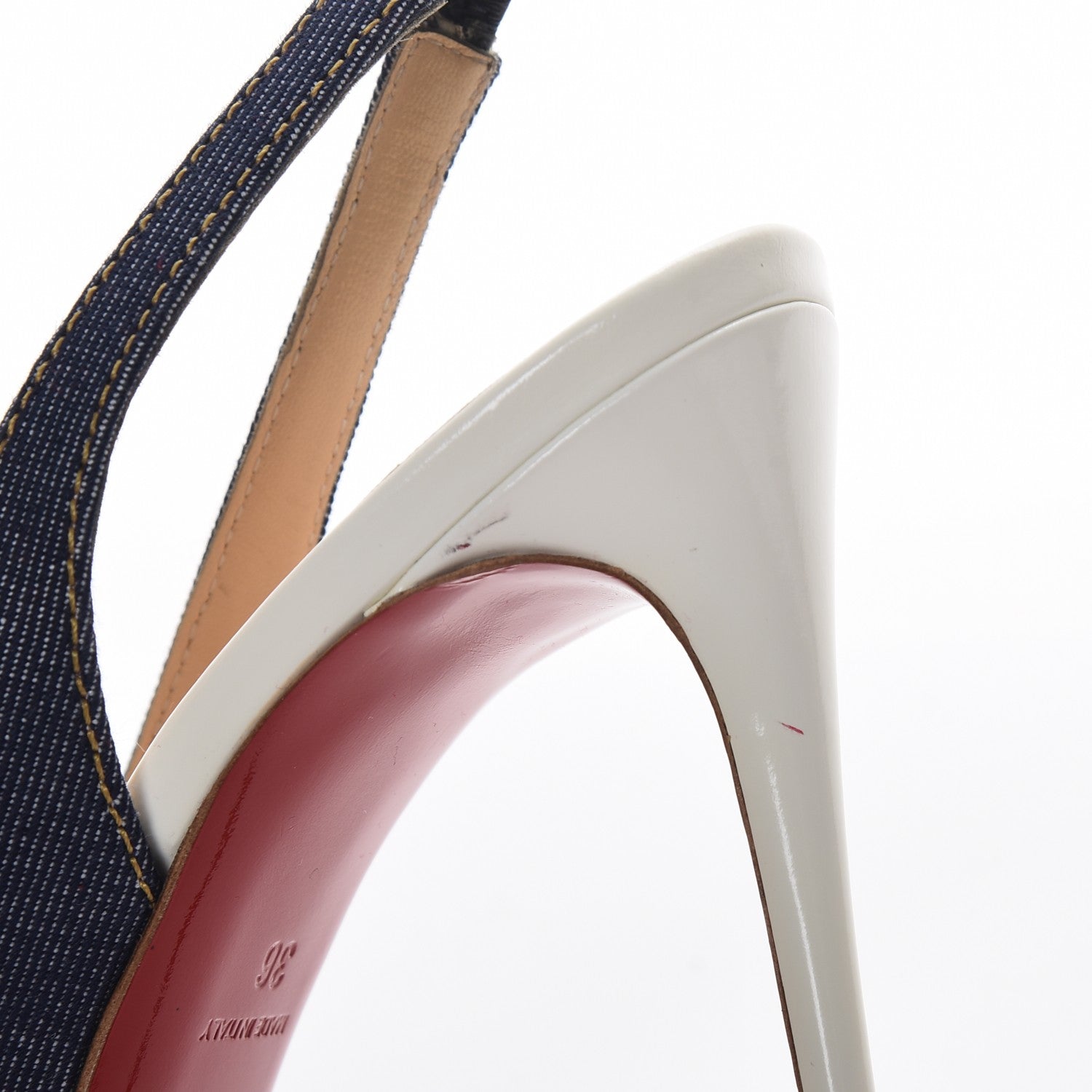 Christian Louboutin Denim Private Number 120 Pumps 36 Blue White 9 of 10
