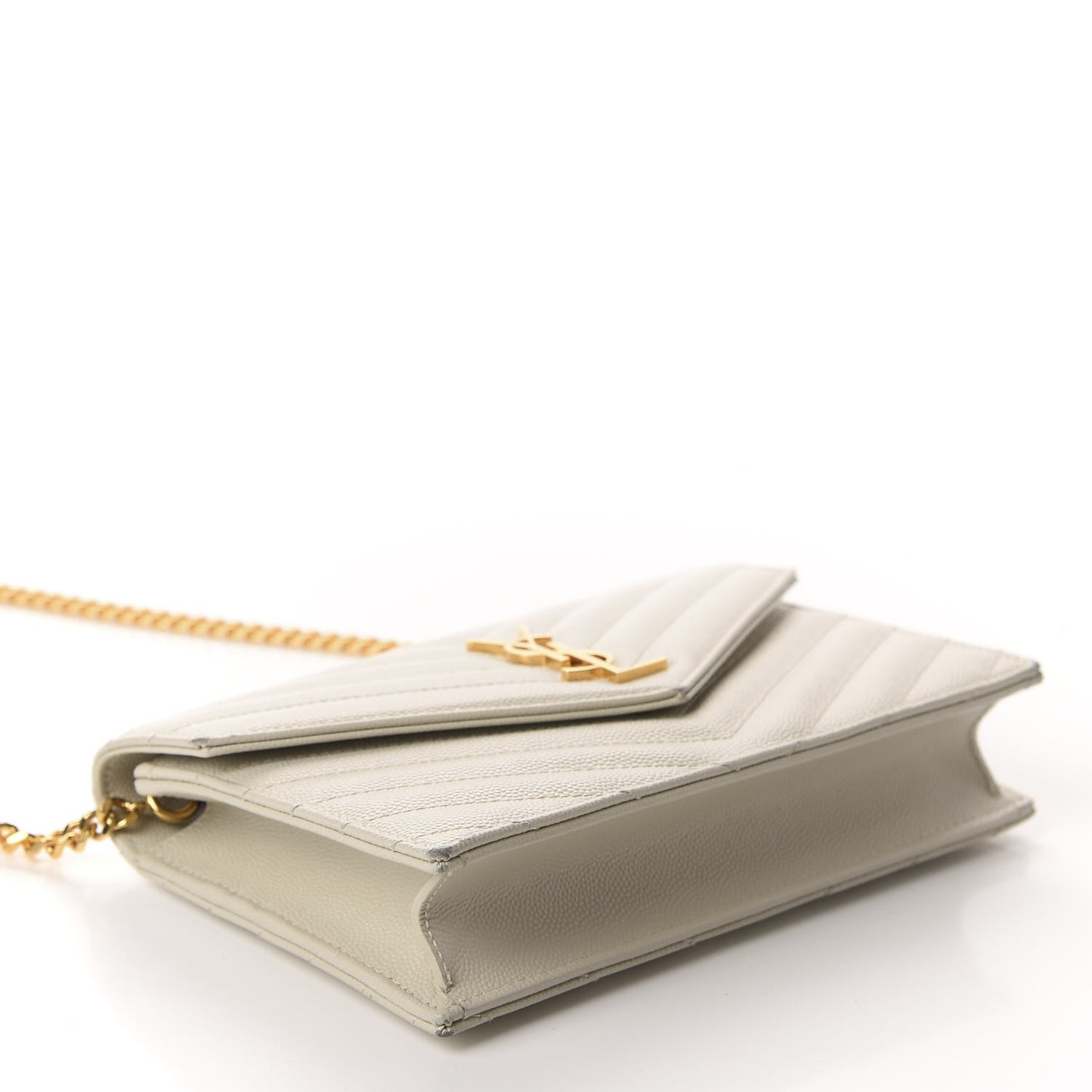 Grain De Poudre Matelasse Chevron Monogram Envelope Chain Wallet Nude Powder
