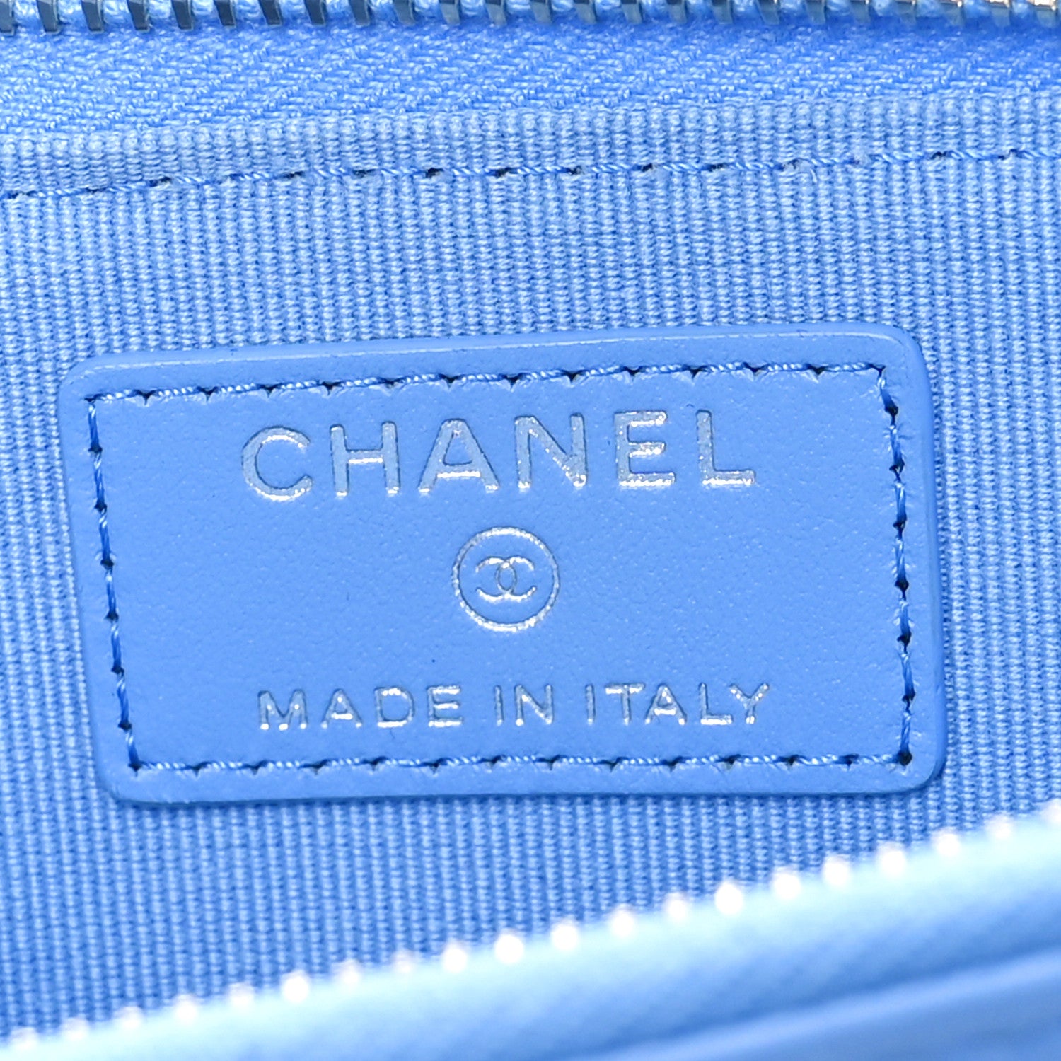 Chanel Calfskin Quilted CC Zip Around Card Holder Blue 6 of 9