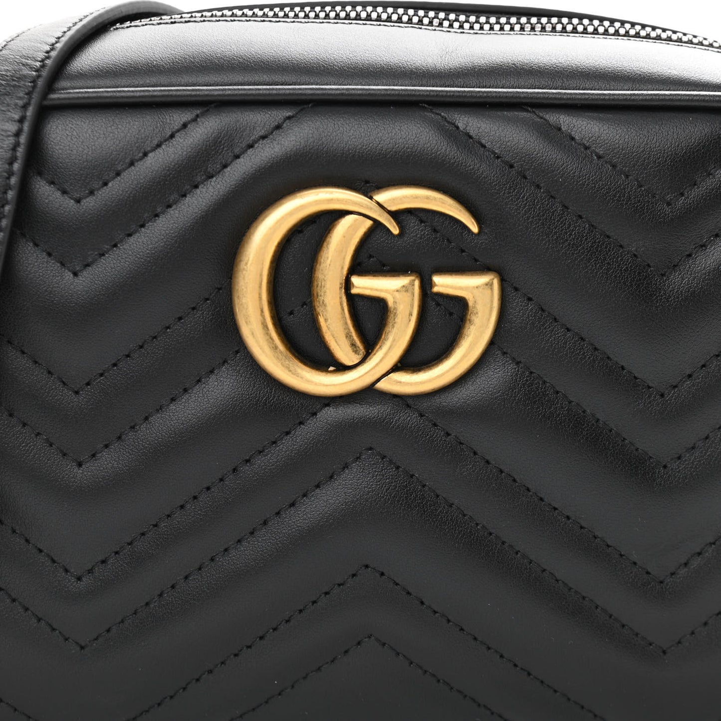 Calfskin Matelasse Small GG Marmont Chain Shoulder Bag Black