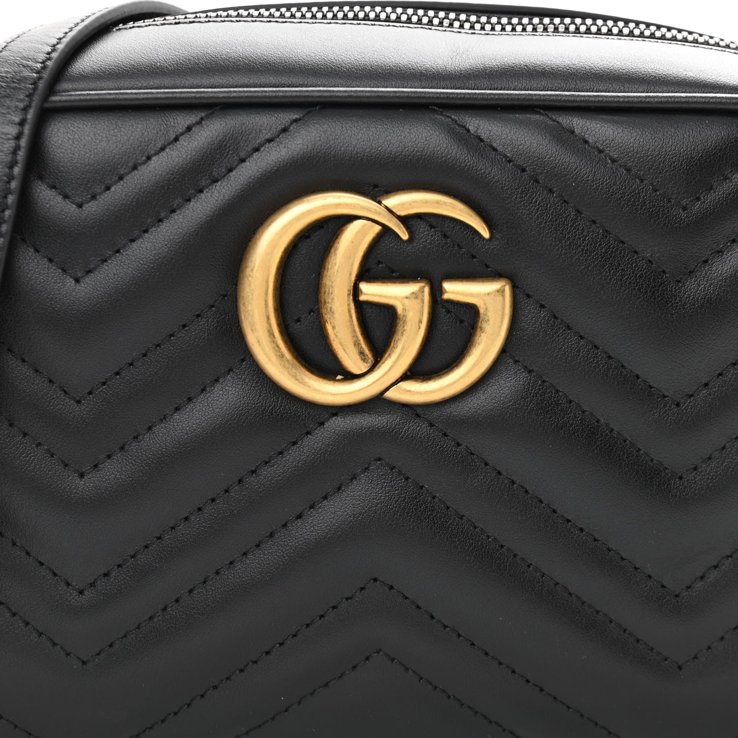 Gucci Calfskin Matelasse Small GG Marmont Chain Shoulder Bag Black 8 of 11
