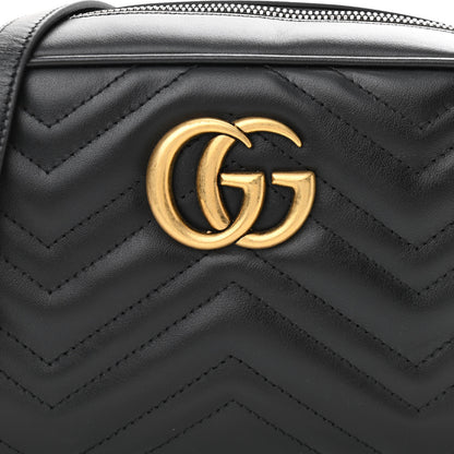 Gucci Calfskin Matelasse Small GG Marmont Chain Shoulder Bag Black 8 of 11