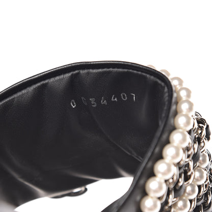 Chanel Pearl Lambskin Chain Flat Sandals 41 Black 8 of 8