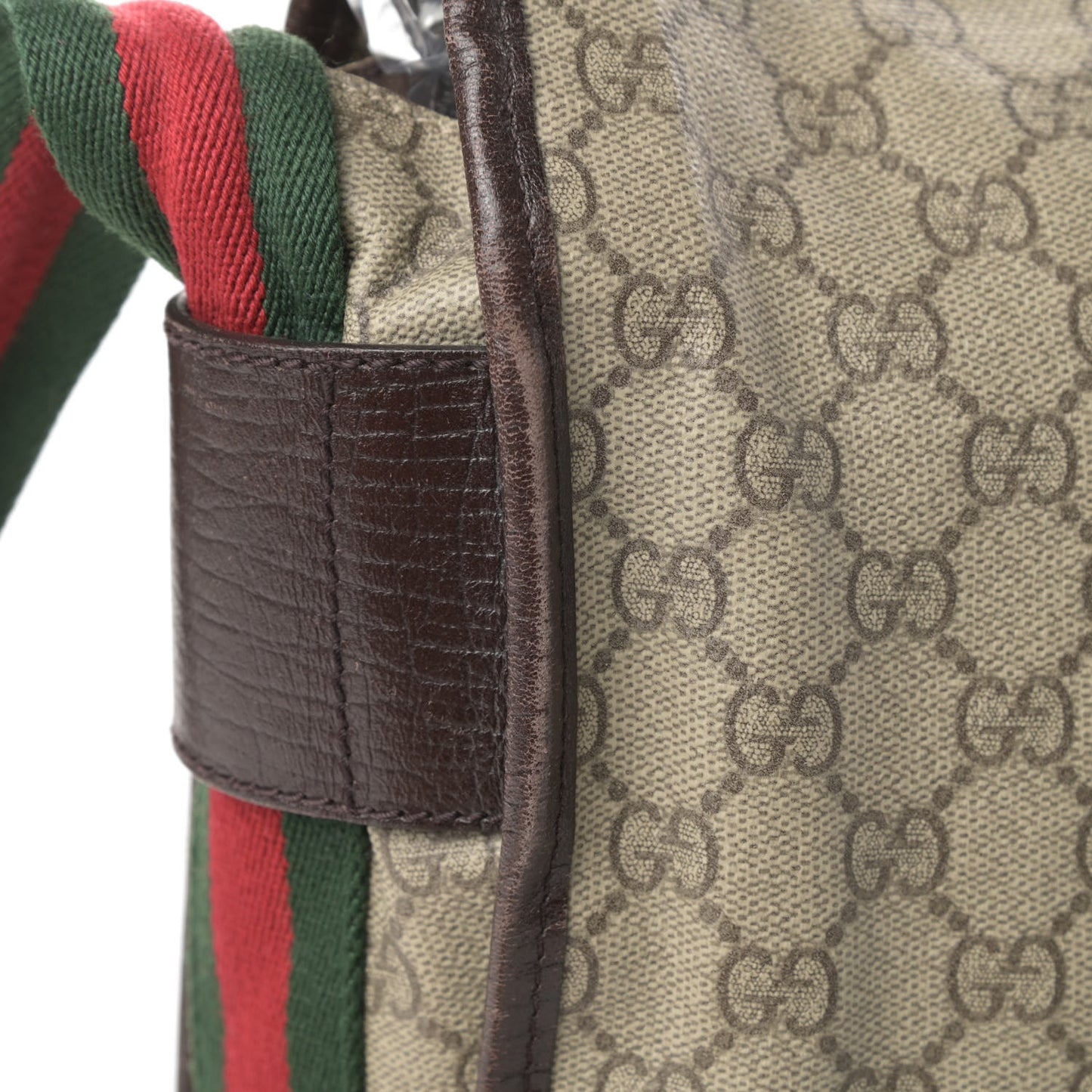 GG Plus Monogram Web Large Flap Messenger Bag Beige Dark Brown