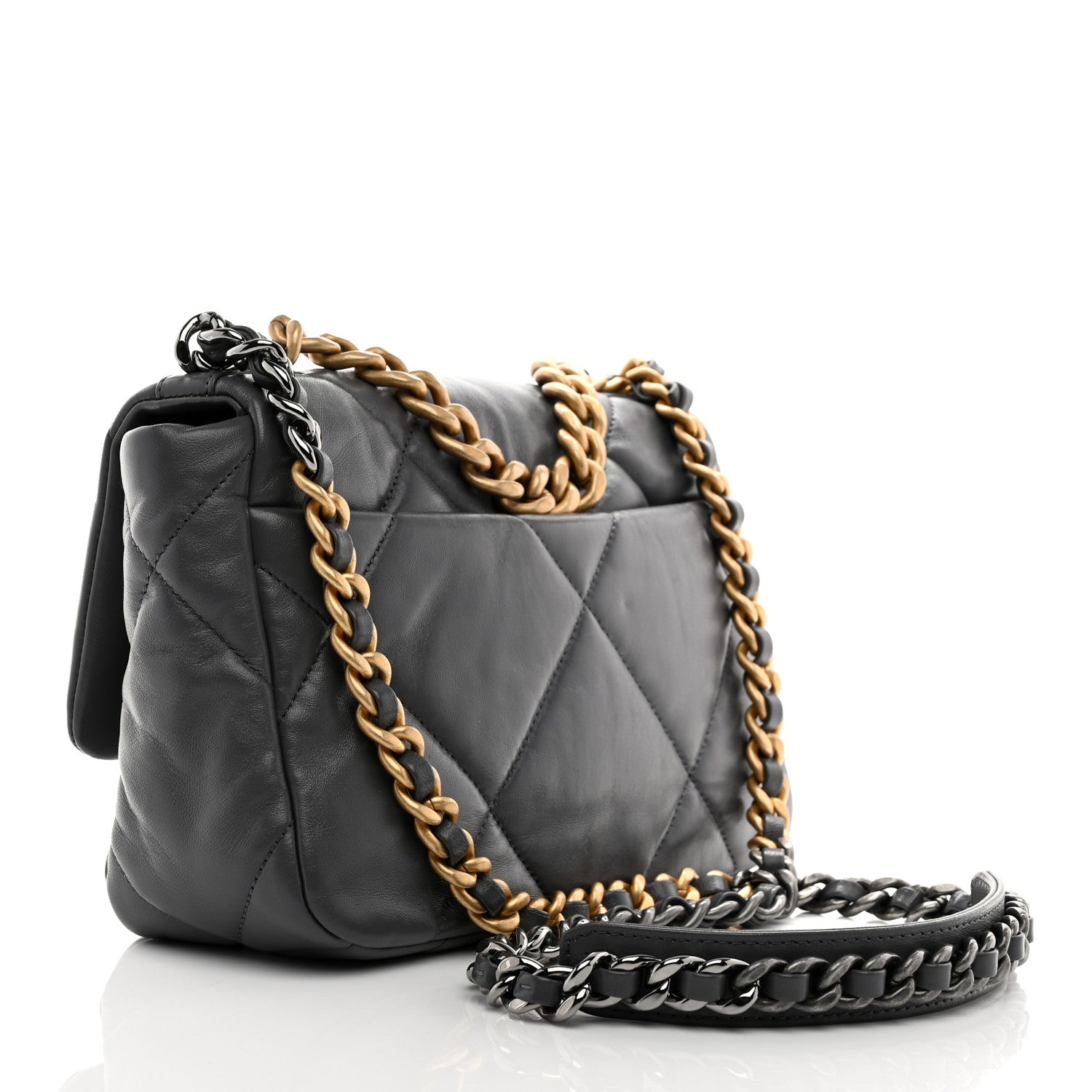 Chanel Lambskin Quilted Medium Chanel 19 Flap Dark Grey 3 of 10