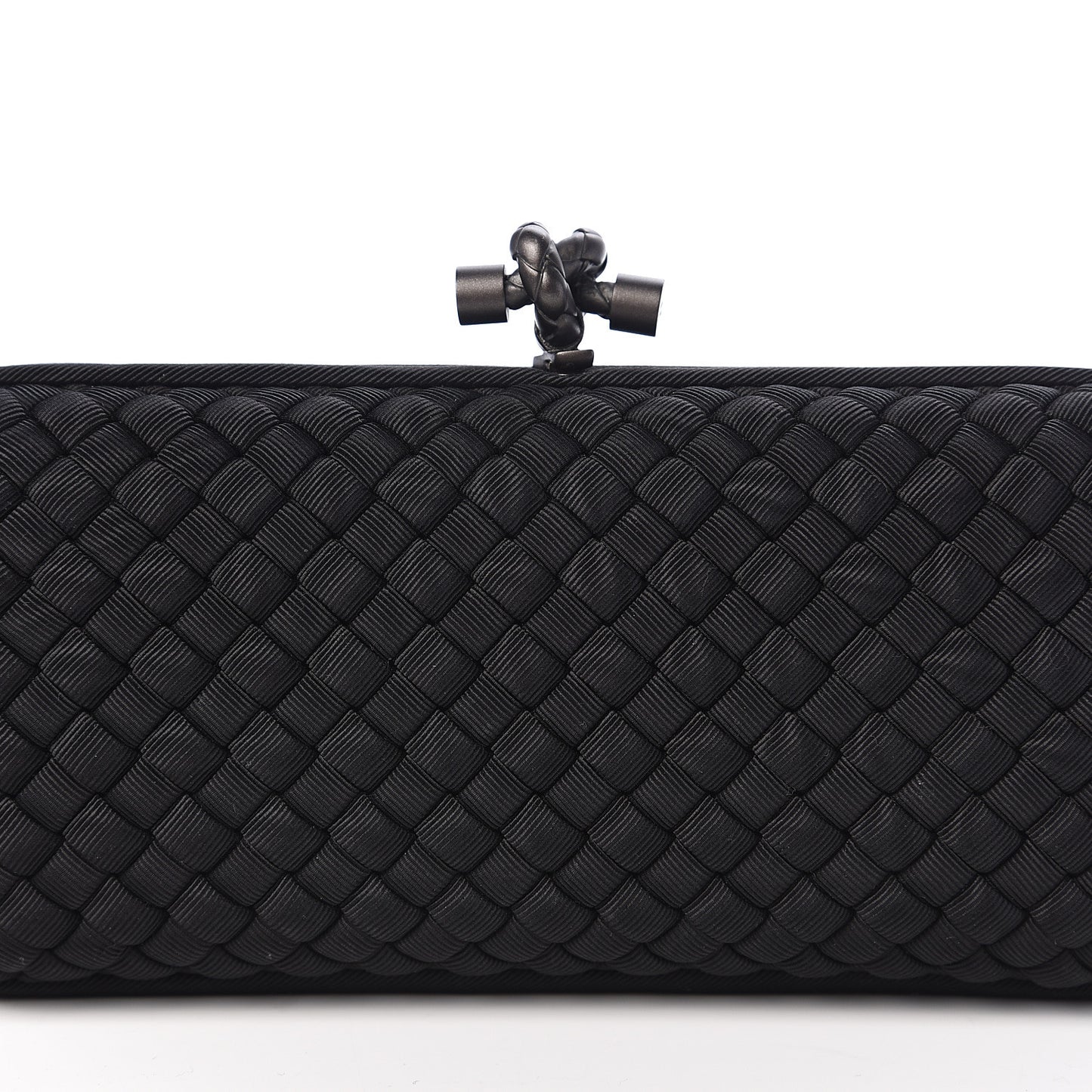 Silk Faille Intrecciato Knot Clutch Black