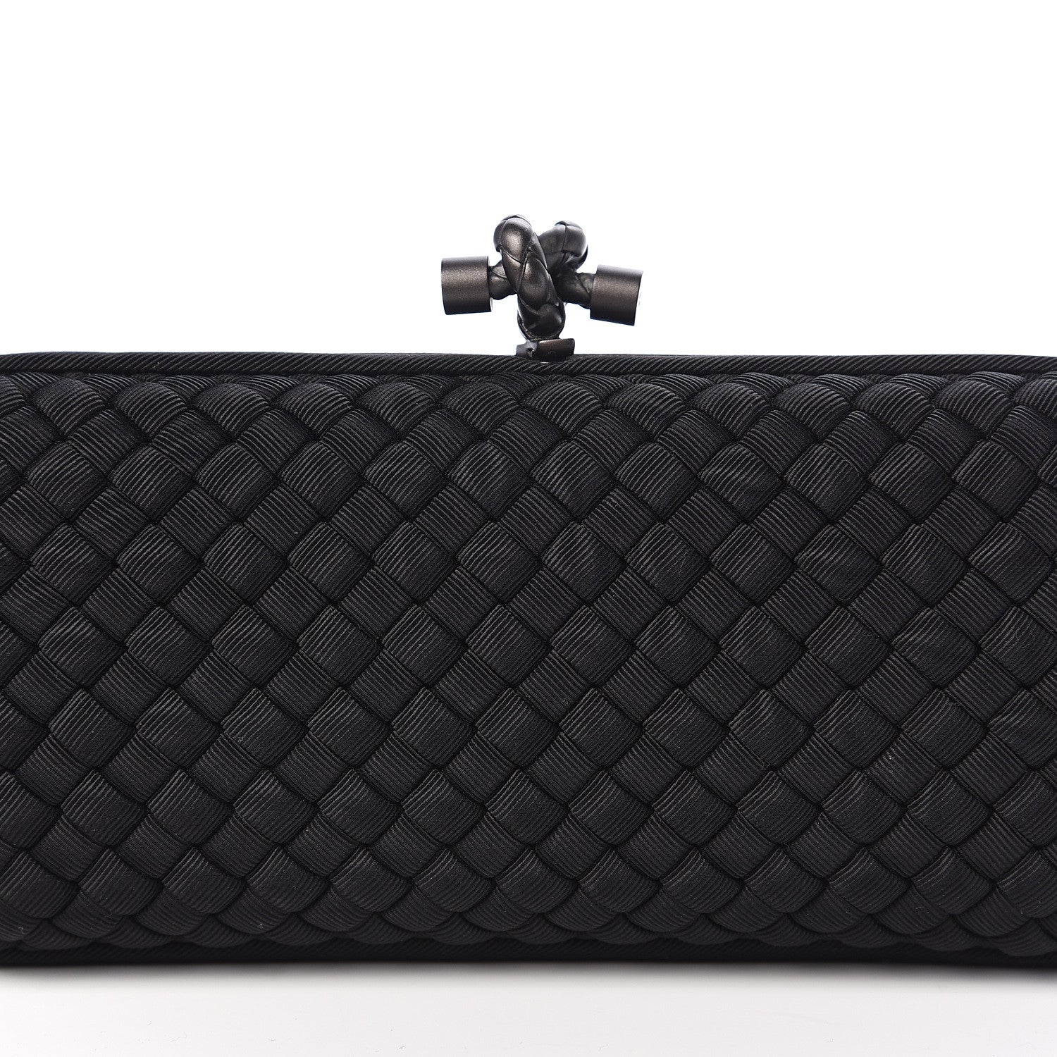 Bottega Veneta Silk Faille Intrecciato Knot Clutch Black 8 of 8