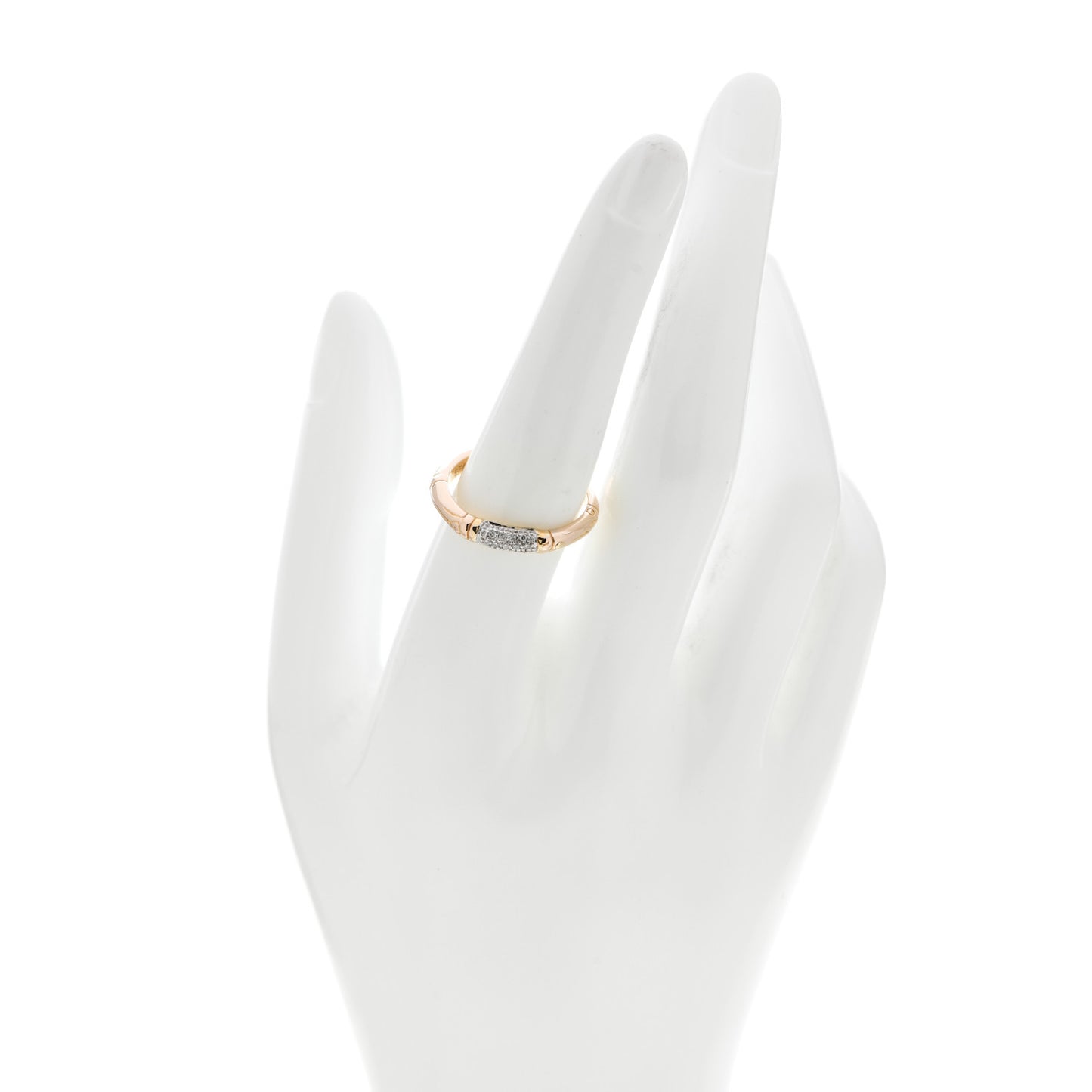 18K Yellow Gold Diamond Bamboo Slim Band Ring 56 7.5