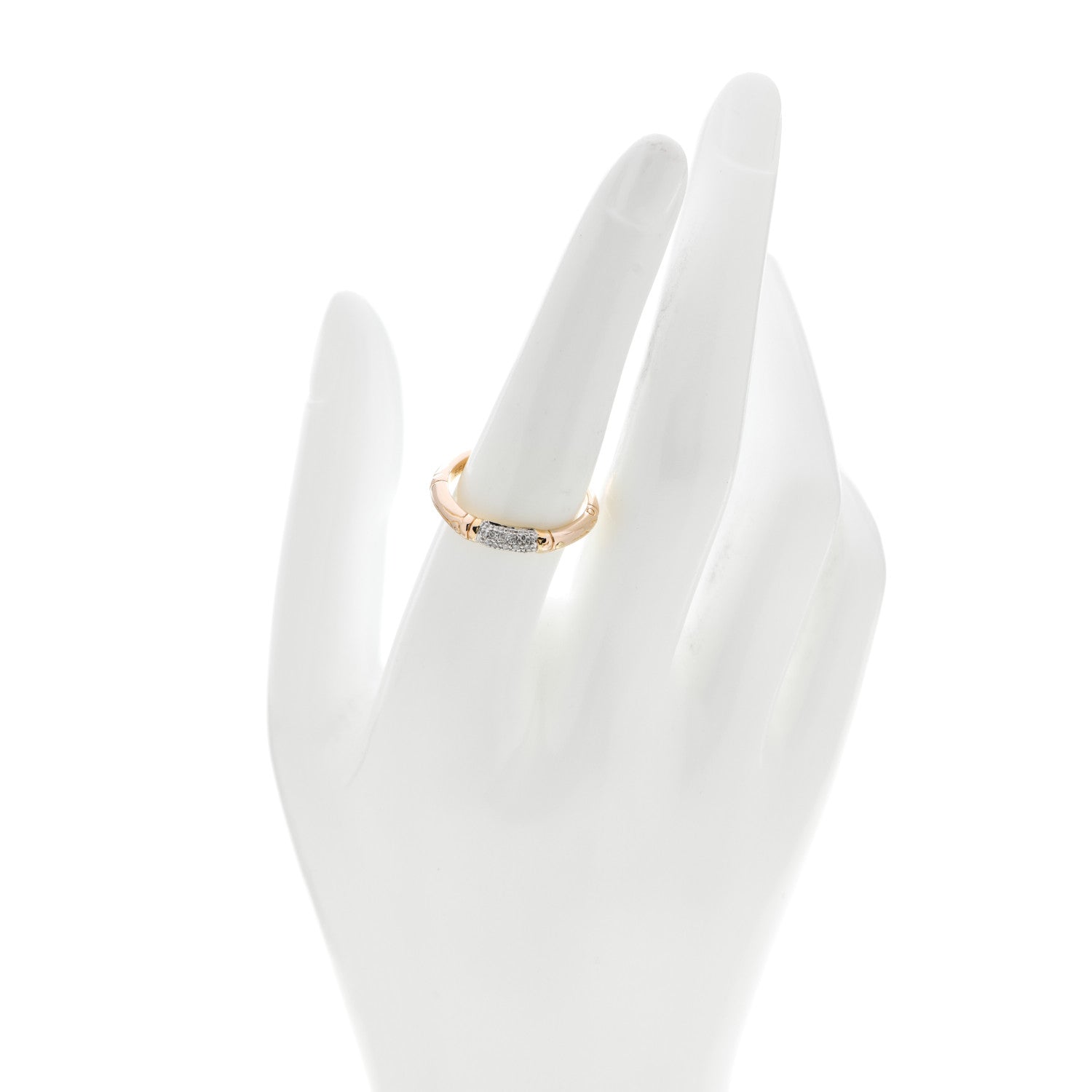 John Hardy 18K Yellow Gold Diamond Bamboo Slim Band Ring 56 7.5 2 of 5