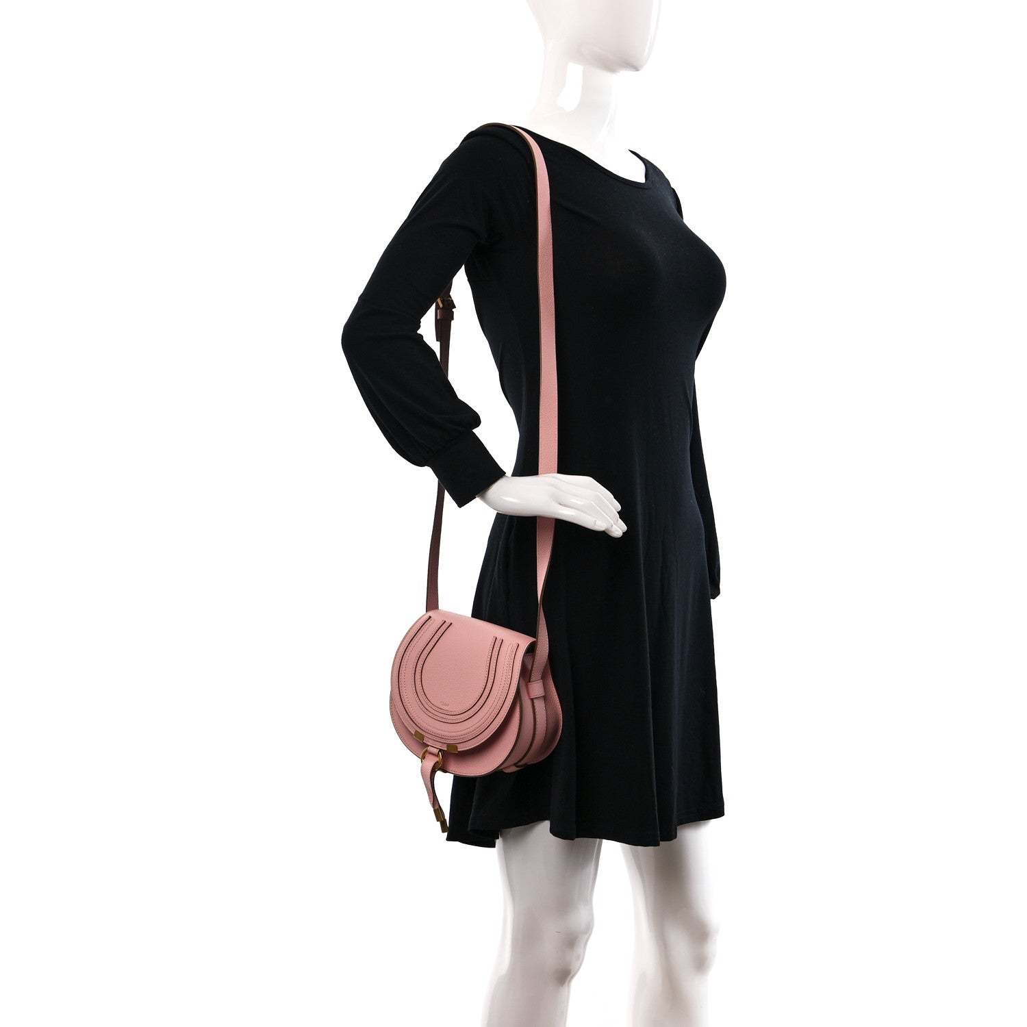 Chloe Grained Calfskin Small Marcie Saddle Bag Blossom Pink 2 of 9