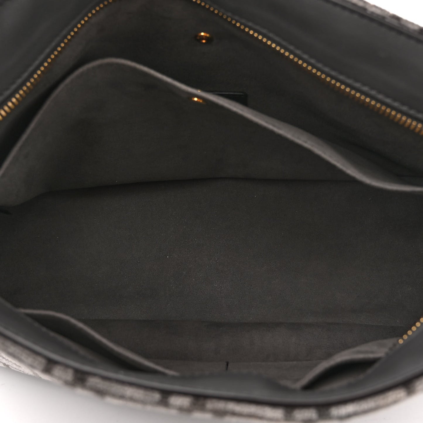 Chenille Vitello Seta Plexiglass FF Fendi O'Lock Zipper Anthracite Asfalto