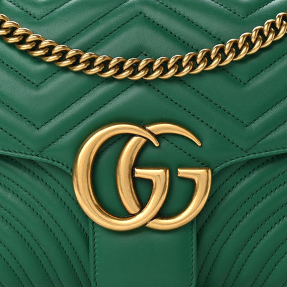 Gucci Calfskin Matelasse Medium GG Marmont Shoulder Bag Emerald Green 8 of 11