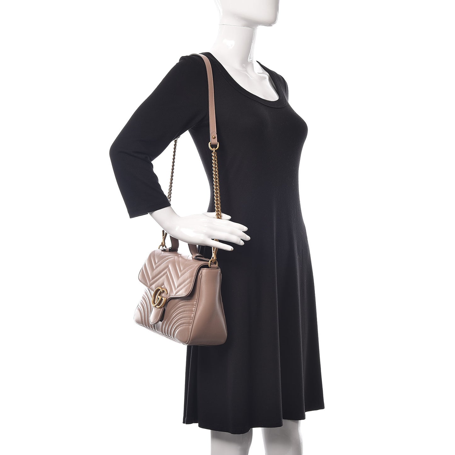 Calfskin Matelasse Medium GG Marmont Top Handle Shoulder Bag Porcelain Rose