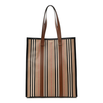 Burberry E-Canvas Stripe Book Tote Tan Archive Beige 1 of 9