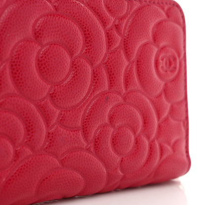 Chanel Caviar Camellia Embossed Large Zip Around Gusset Wallet Pink 8 of 8