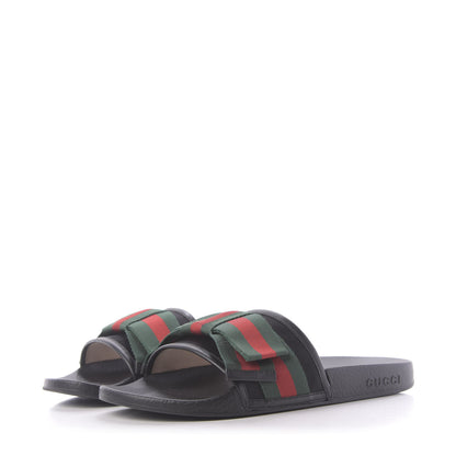 Gucci Satin Web Bow Slide Sandals 40 Black 3 of 9