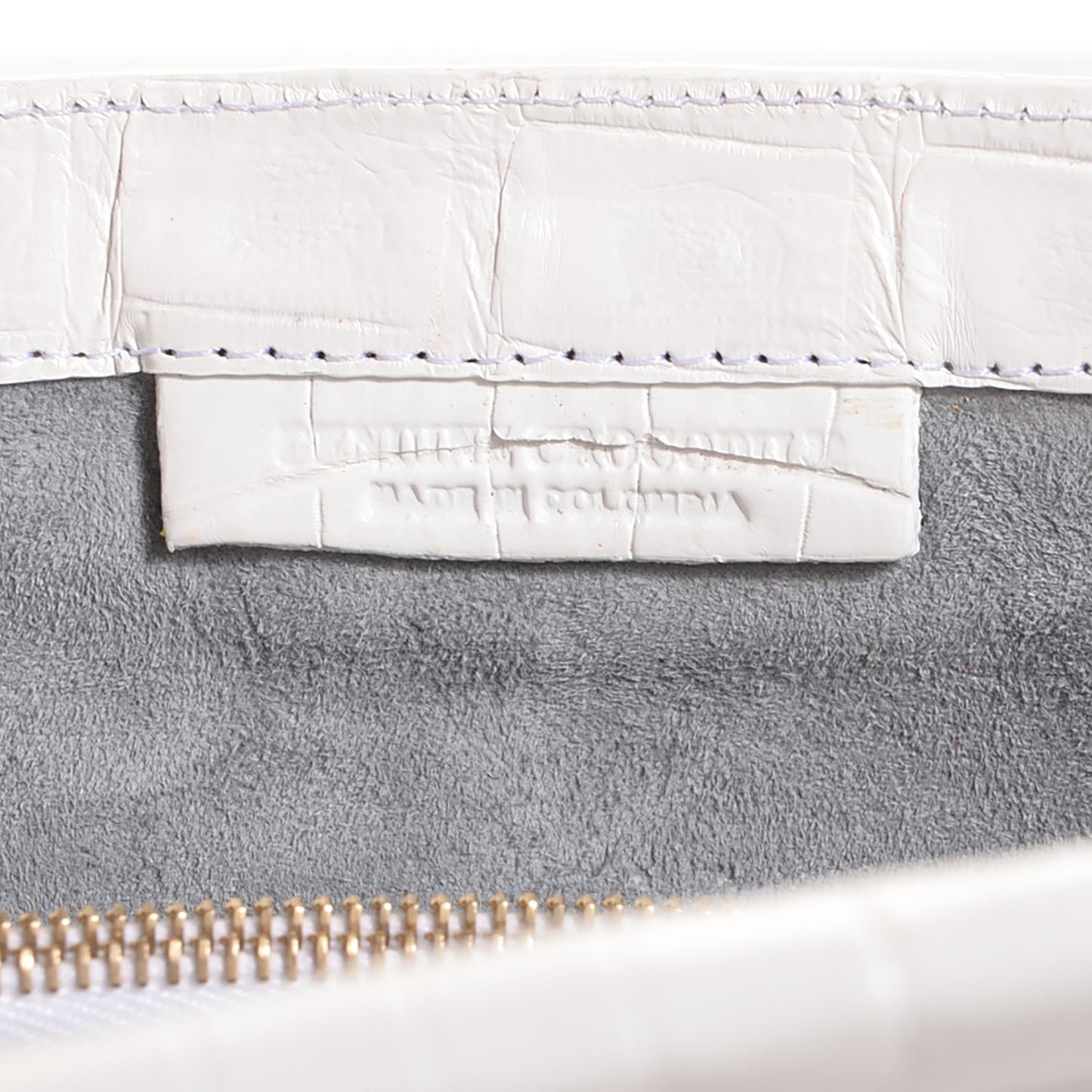 Glossy Crocodile Gotham Clutch White