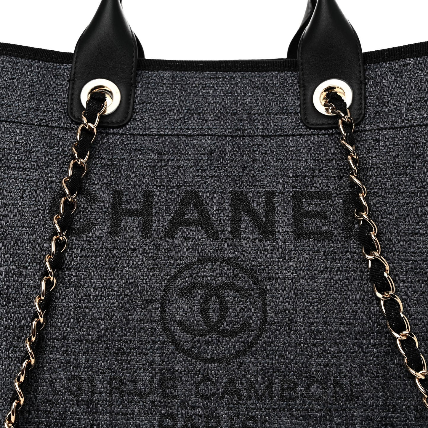 Lurex Boucle Medium Deauville Tote Black