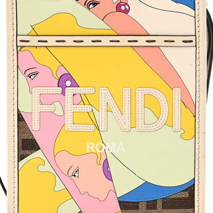 Fendi Glazed Fabric Vitello King Plexiglass FF 1974 Logo Hairdo Girls Inlay Mini Fendi Sunshine Shopper Tote Mogano Panna Multicolor 8 of 10