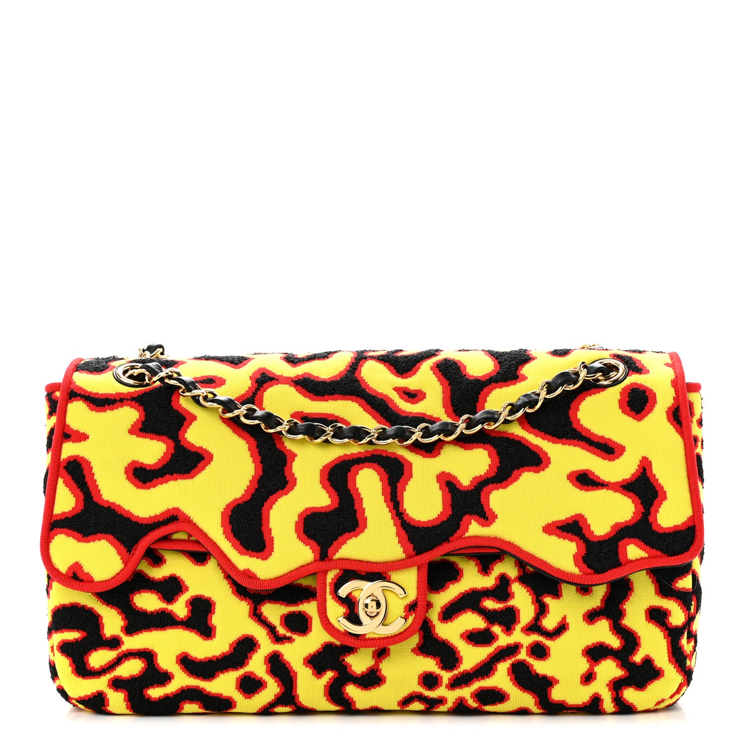 Chanel Mixed Fibers Magma Maxi Flap Yellow Black Red 6 of 32