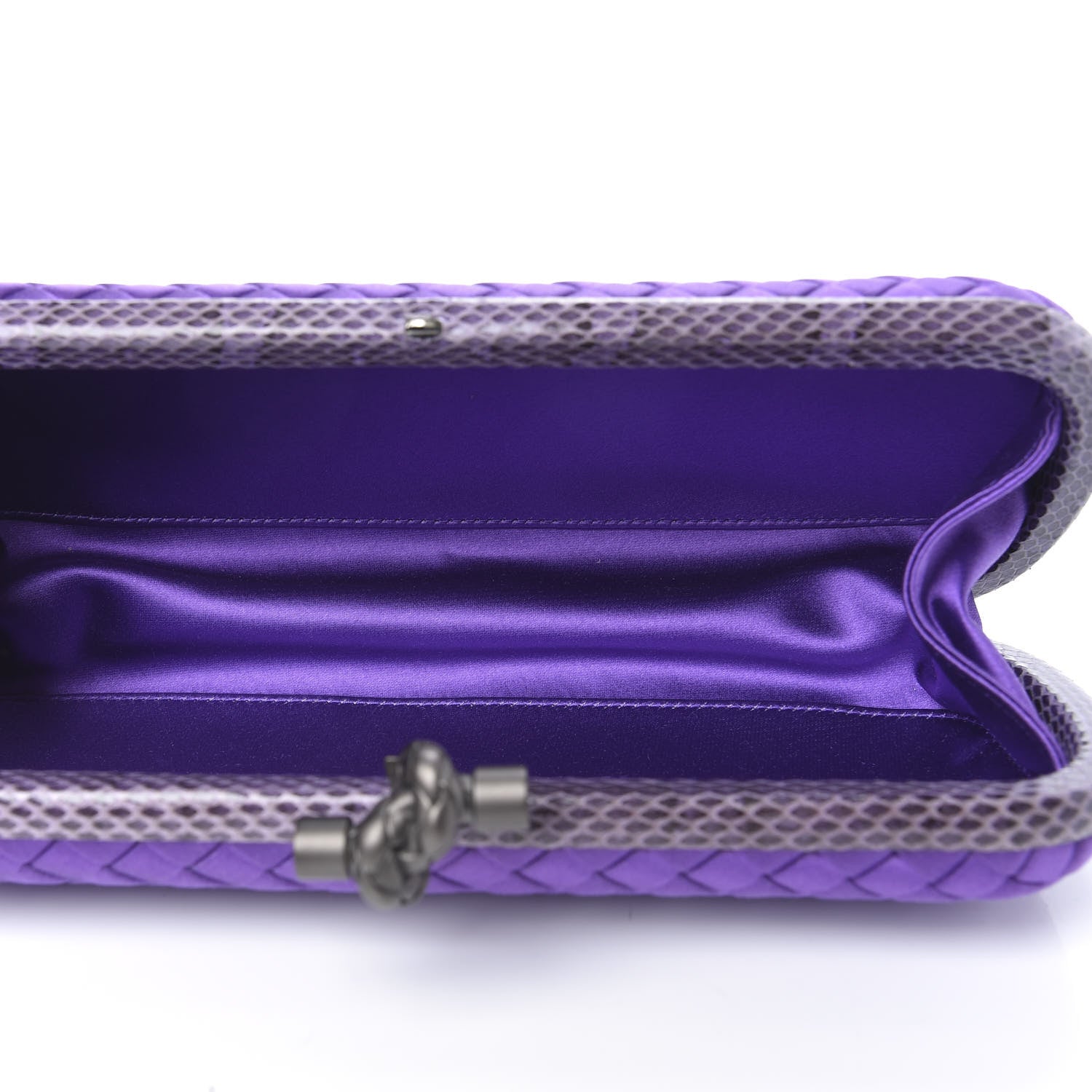 Bottega Veneta Satin Intreccio Impero Ayers Stretch Knot Clutch Purple 5 of 8