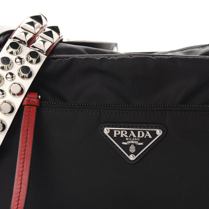 Prada Tessuto Nylon Studded New Vela Shoulder Bag Black Fuoco 11 of 11