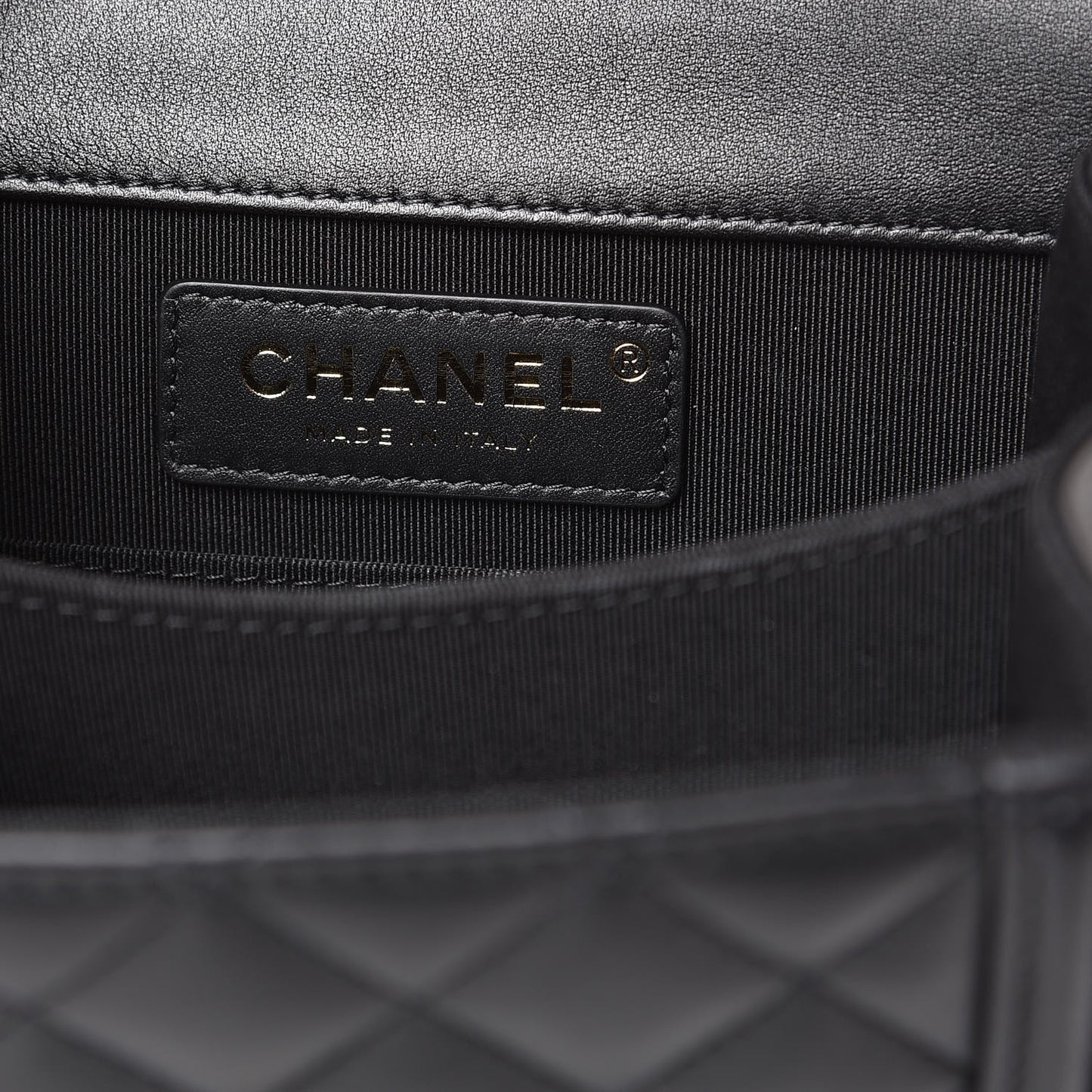 Calfskin Quilted North South Boy Flap Black